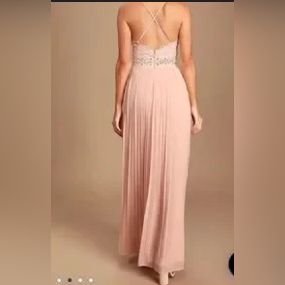 Lulu's Pink Lace Trim Maxi Dress - Picture 3 of 5